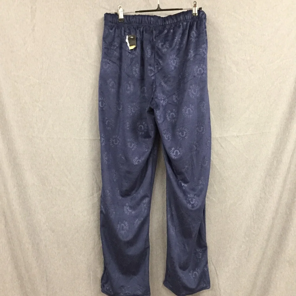 True Religion Mens Navy Blue Fleece Logo Sleepwear‎ Lounge Pants Medium NWT